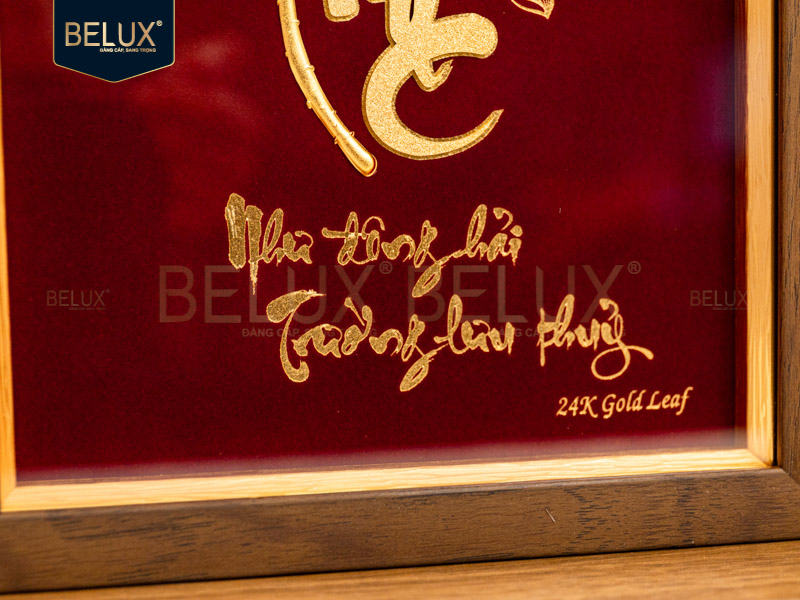 Tranh chữ Phúc thư pháp dát vàng 24k - 32x25cm